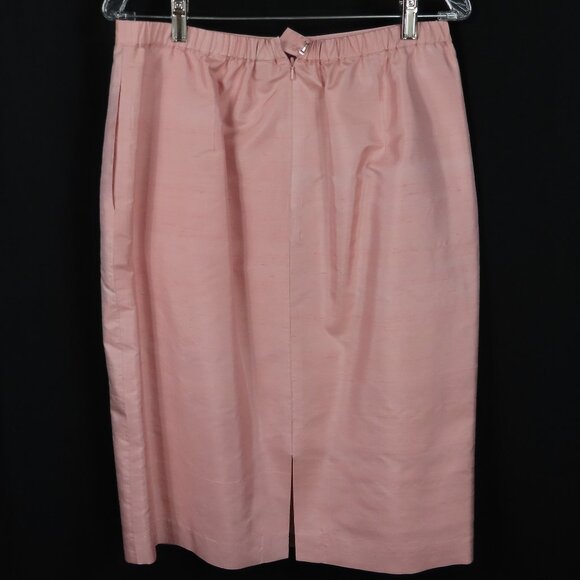 Vintage M.X.I. Peach Pink Embroidered Flower Silk Suit Sz. 10 - Picture 15 of 16